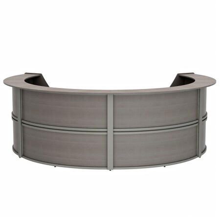 Linea Italia Reception Desk 107 in D X 46 in H, 11.8 ft W X Thermofused Laminate, Ash ZUD298